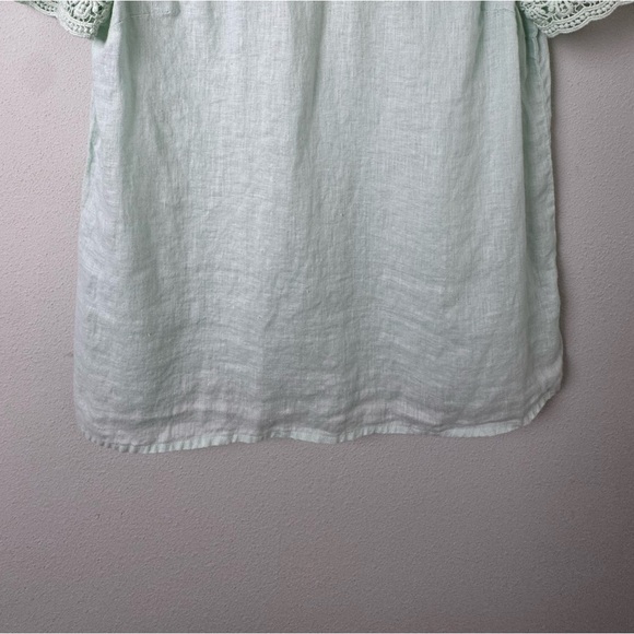 J. Crew Linen & Lace Short Sleeve Blouse Top in Mint Style C3489 Size 10 - Picture 4 of 11